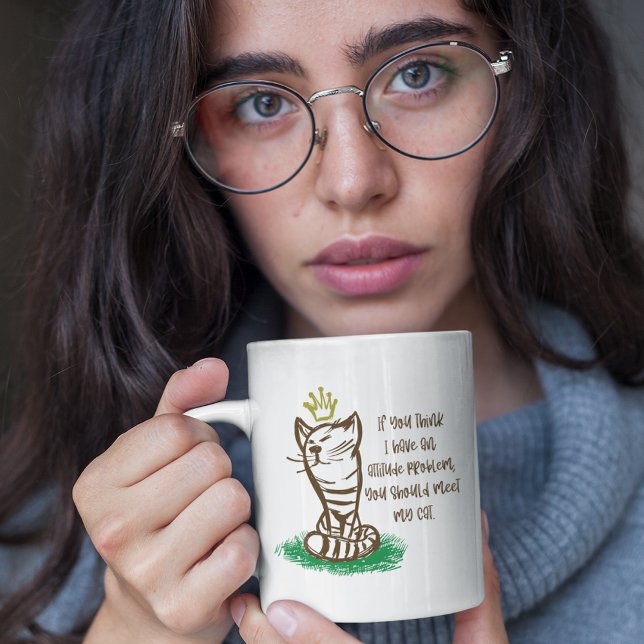 BAD CATTITUDE Funny Grumpy Cat Parent  Giant Coffee Mug (Creator Uploaded)