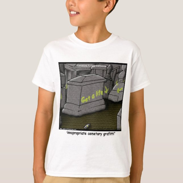 Bad Cemetary Grafitti Funny T-Shirt (Front)