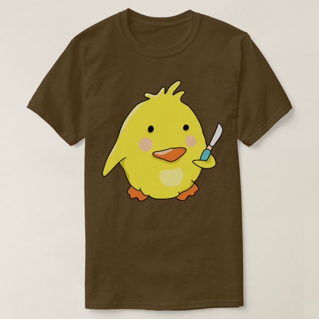 Bad Chick With Knife Duck Meme T-Shirt (Design Front)