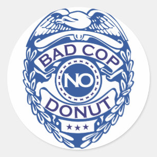 Bad Cop No Donut - Blue Classic Round Sticker