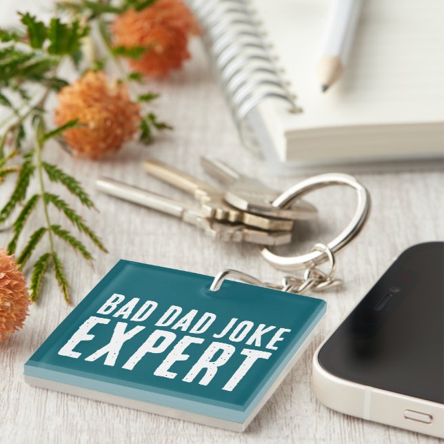 Bad Dad Joke Expert BOLD TYPOGRAPHY Keychain (Front Right)