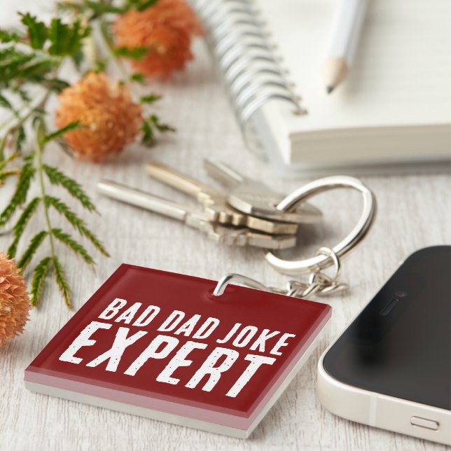Bad Dad Joke Expert BOLD TYPOGRAPHY Keychain (Front Right)