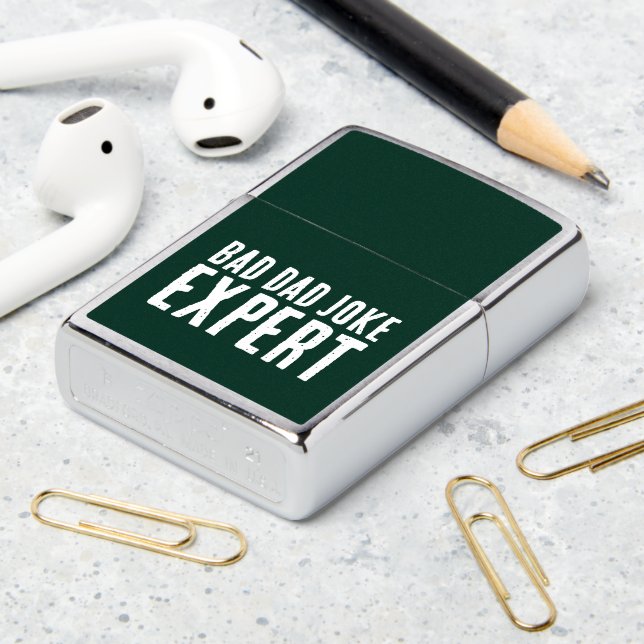 Bad Dad Joke Expert BOLD TYPOGRAPHY Zippo Lighter (On Table 2)