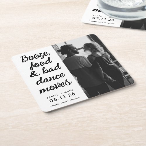 Bad Dance Moves Funny Wedding Save the Date Square Paper Coaster
