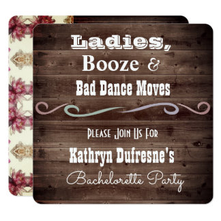 "Bad Dance Moves" Rustic Bachelorette Invitation