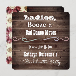 "Bad Dance Moves" Rustic Bachelorette Invitation