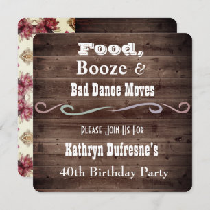 "Bad Dance Moves" Rustic Floral Birthday Invite
