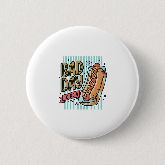 Bad Day Hot Dog Retro Vector Shirt Design_1 Button (Front)