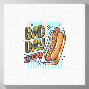 Bad Day Hot Dog Retro Vector Shirt Design_1 Canvas Photo Tile