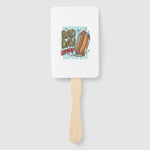 Bad Day Hot Dog Retro Vector Shirt Design_1 Hand Fan