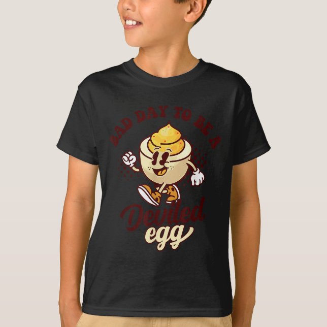 Bad Day To Be A Deviled Egg Funny Thanksgiving Egg T-Shirt (Front)