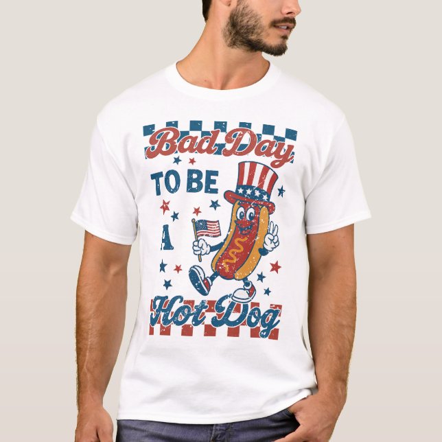 Bad Day To Be A Hot Dog BBQ Grilling Funny Hot Dog T-Shirt (Front)