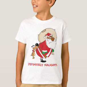 Bad Dog Bites Black Santa on the Butt T-Shirt