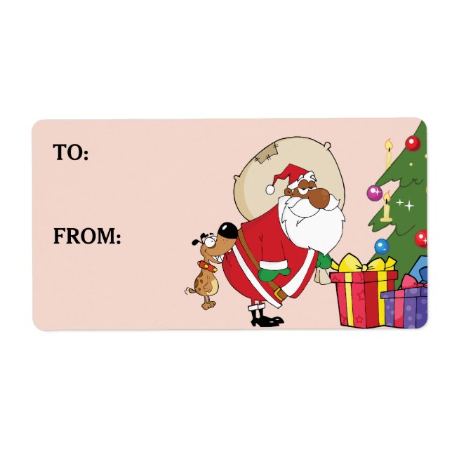 Bad Dog Bites Black Santa Printed Label (Front)
