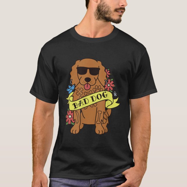Bad Dog Tattoo Er Spaniel Dog  T-Shirt (Front)