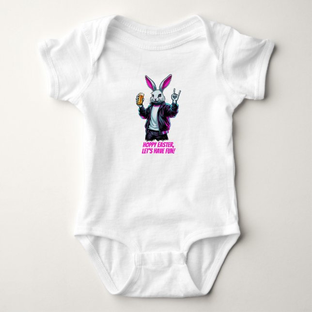 Bad Easter Bunny! Hoppy Easter, Let’s Have Fun! Baby Bodysuit (Front)