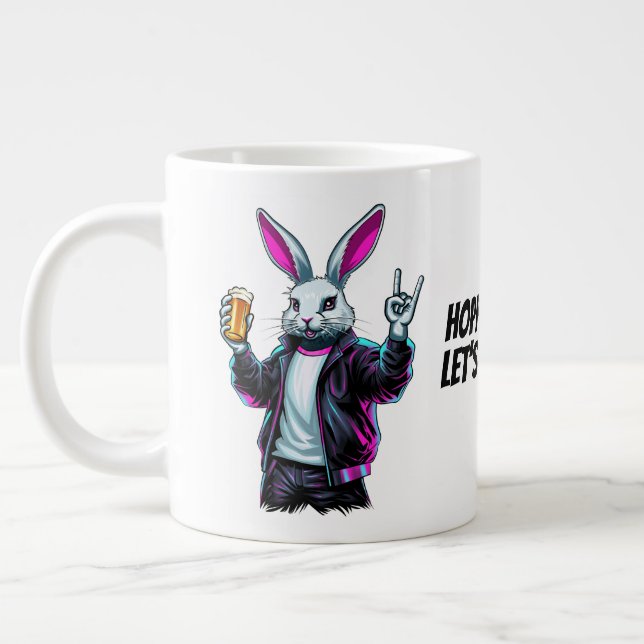 Bad Easter Bunny! Hoppy Easter, Let’s Have Fun! Giant Coffee Mug (Left)