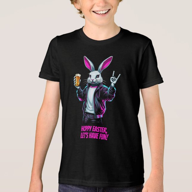 Bad Easter Bunny! Hoppy Easter, Let’s Have Fun! Tri-Blend Shirt (Front)