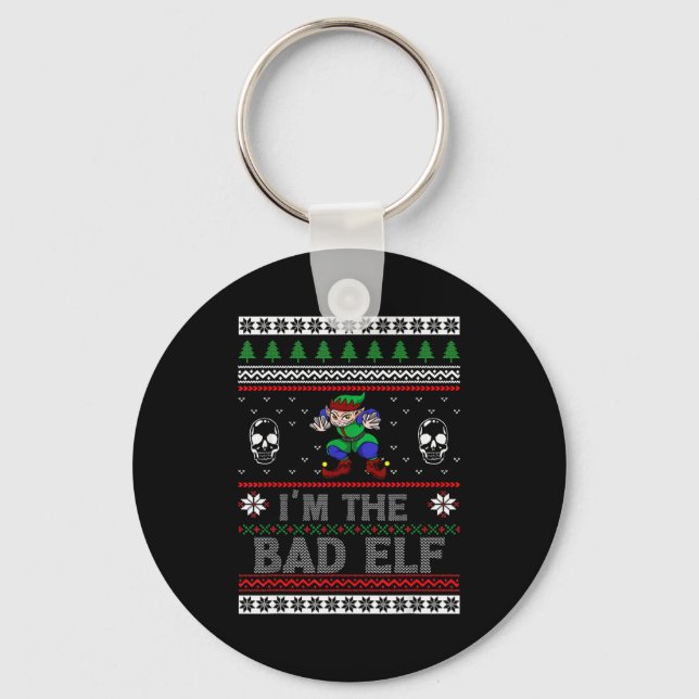 Bad Elf Ugly Christmas For Elves Lover  Keychain (Front)