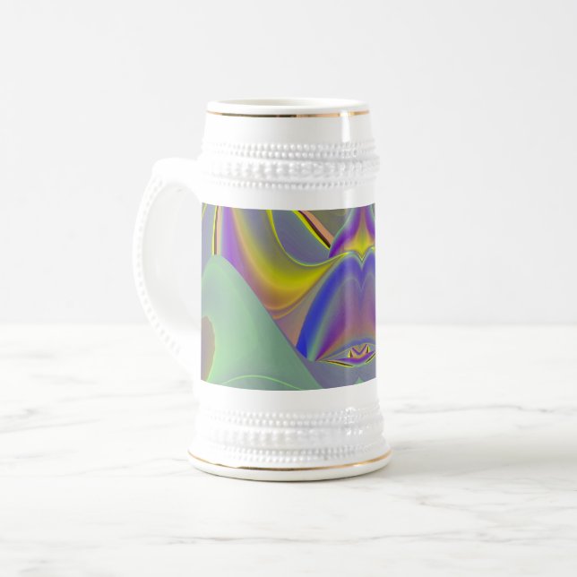 Bad Face , Abstract 3D Rainbow Art Beer Stein (Front Left)
