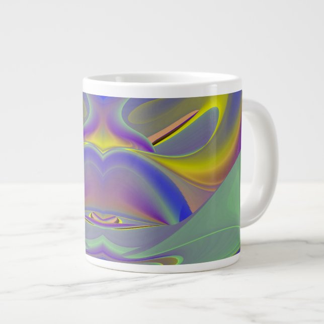 Bad Face , Abstract 3D Rainbow Art Giant Coffee Mug (Front Right)