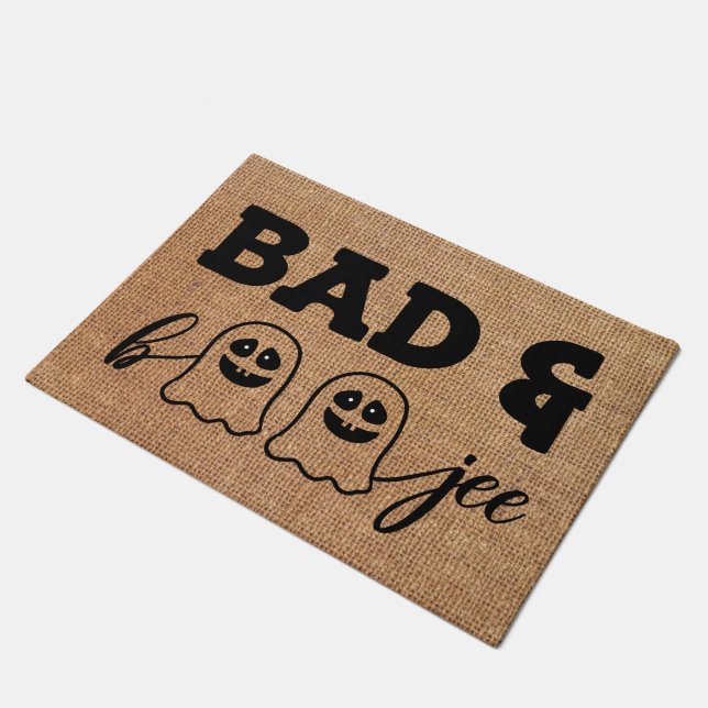 Bad-Ghost-Boujee Fall  Halloween Welcome Doormat (Angled)