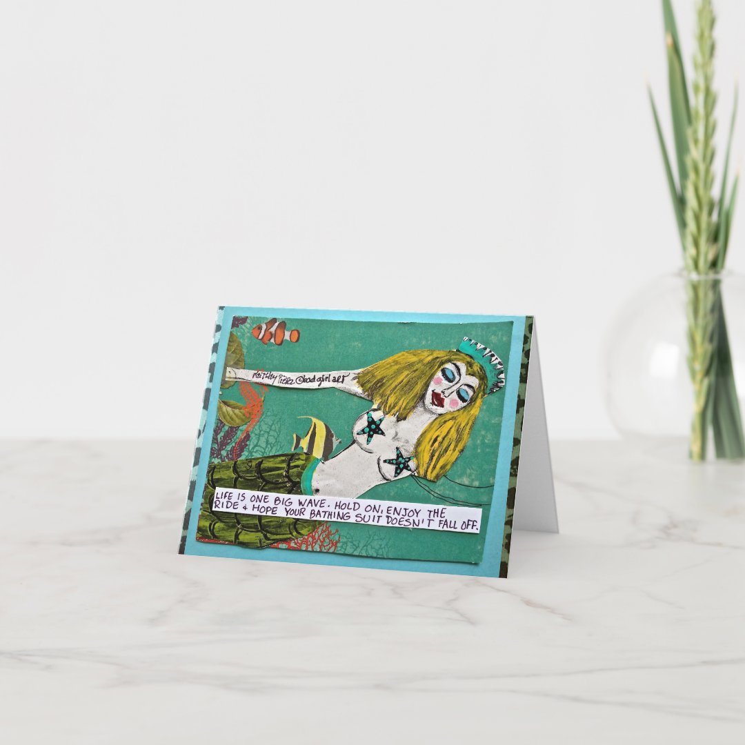 BAD GIRL ART MERMAID NOTECARD Zazzle