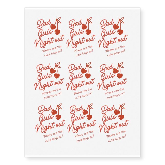 Bad Girls Night out Temporary Tattoos (Front)
