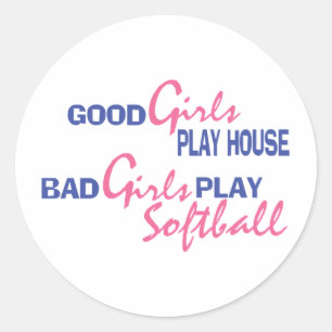 Bad Girls Play Softball Classic Round Sticker
