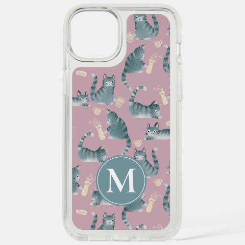 Bad Grey Tabby Cats Knocking Stuff Over  Monogram iPhone 15 Plus Case