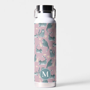 Bad Grey Tabby Cats Knocking Stuff Over & Monogram Water Bottle