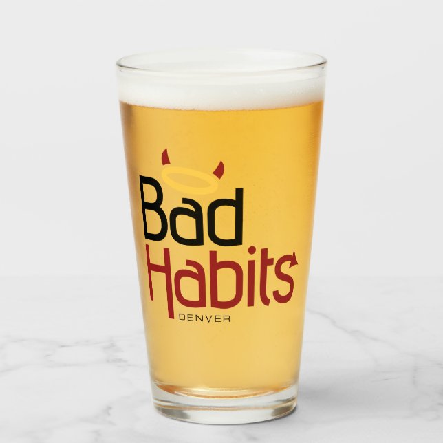 Bad Habits Denver Classic Pint Glass (Color) (Front Filled)