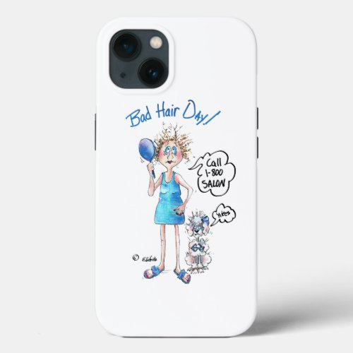 Bad Hair Day blue dress distressed expression  2 iPhone 13 Case