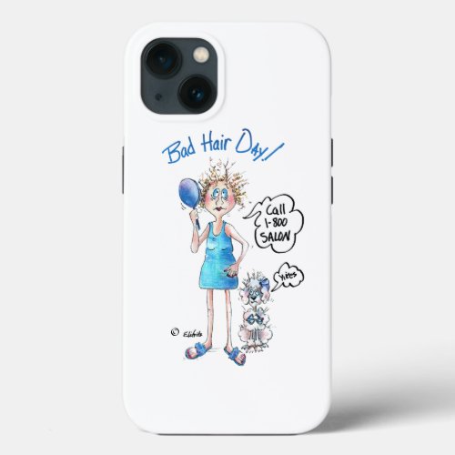 Bad Hair Day blue dress distressed expression 2 iPhone 13 Case