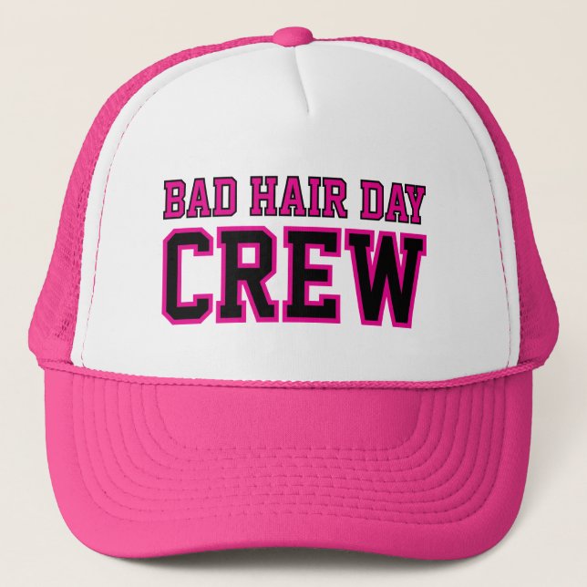 Bad Hair Day Crew, Funny Custom Trucker Hat (Front)