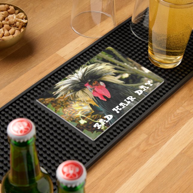 Bad Hair Day Funny Chicken Meme Bar Mat (Insitu (Bar 2))