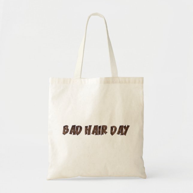 Bad Hair Day Funny Realistic Hair Typography Tote Bag (Front)