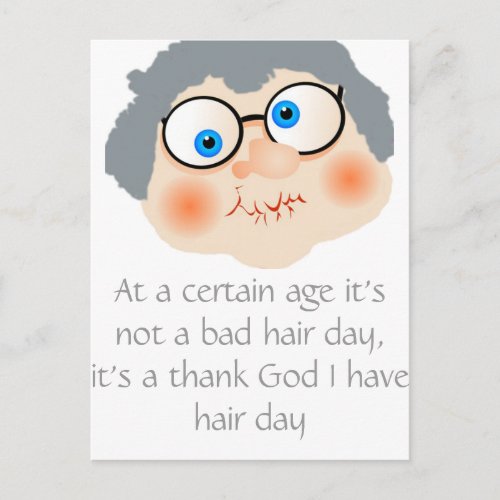 Bad Hair Day Granny Postcard