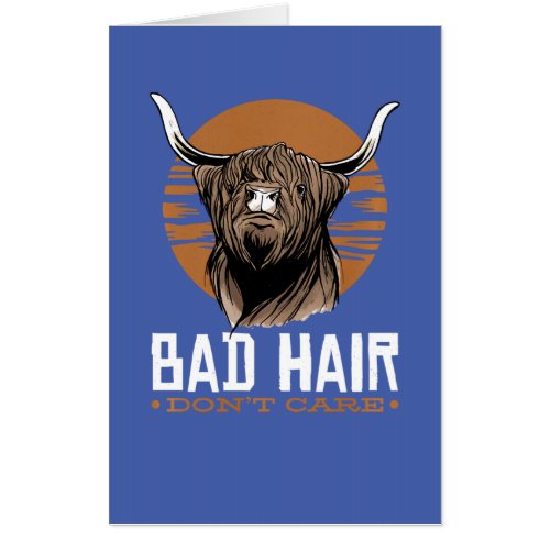 bad hair dont care scottish highland cow pullover  card