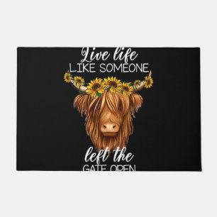 bad hair dont care scottish highland cow pullover doormat