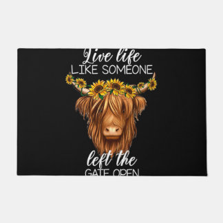 bad hair dont care scottish highland cow pullover  doormat