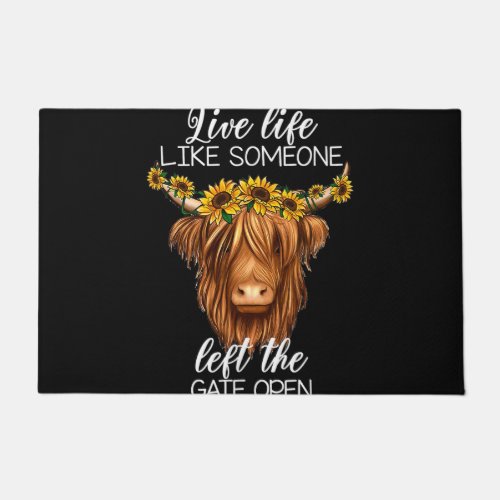 bad hair dont care scottish highland cow pullover  doormat