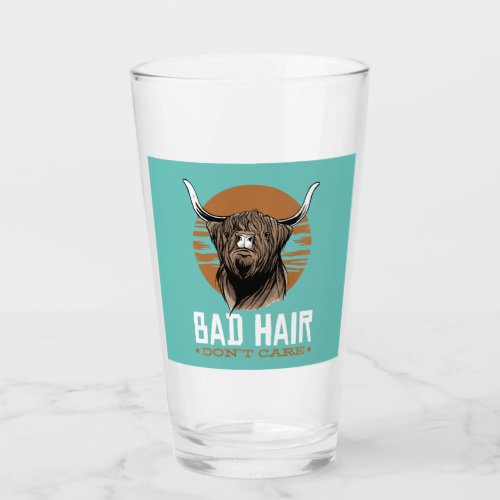 bad hair dont care scottish highland cow pullover  glass