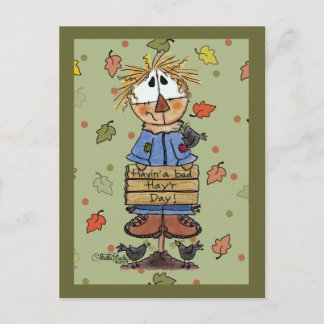 Bad Hay'r Day Scarecrow Postcard