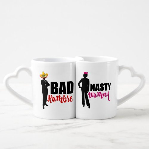 Bad Hombre and Nasty Woman Silhouettes Coffee Mug Set