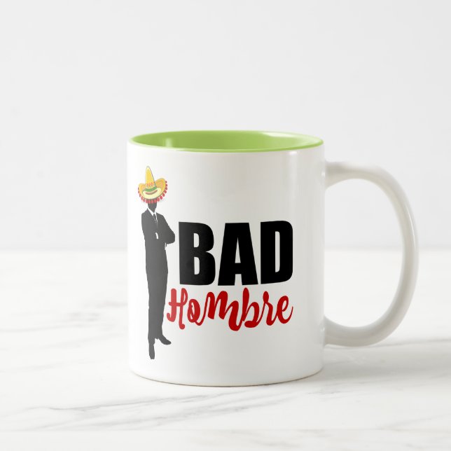 Bad Hombre Silhouette and Sombrero Two-Tone Coffee Mug (Right)