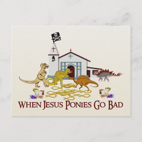 Bad Jesus Ponies Postcard
