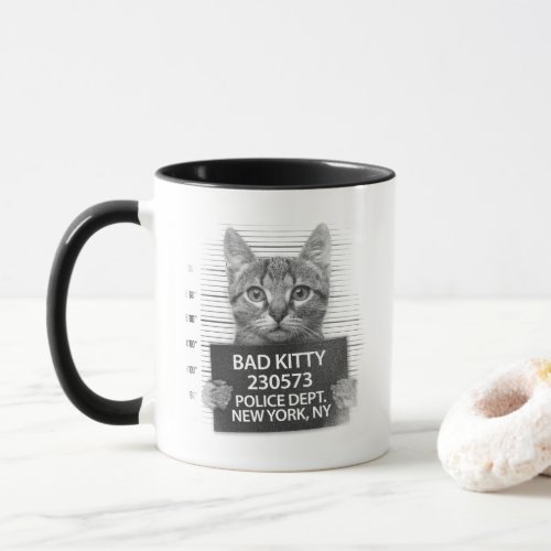 Bad Kitty Cat Police Arrest Photo Funny Coffee Mug