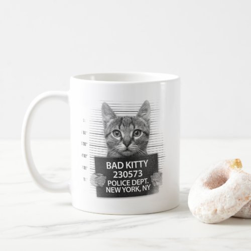 Bad Kitty Cat Police Arrest Photo Funny Coffee Mug