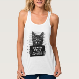 Bad Kitty Cat Police Arrest Photo Funny Tank Top